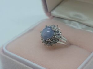 Pt900 スターサファイア4.17ct MD0.37ct リング 8.6g