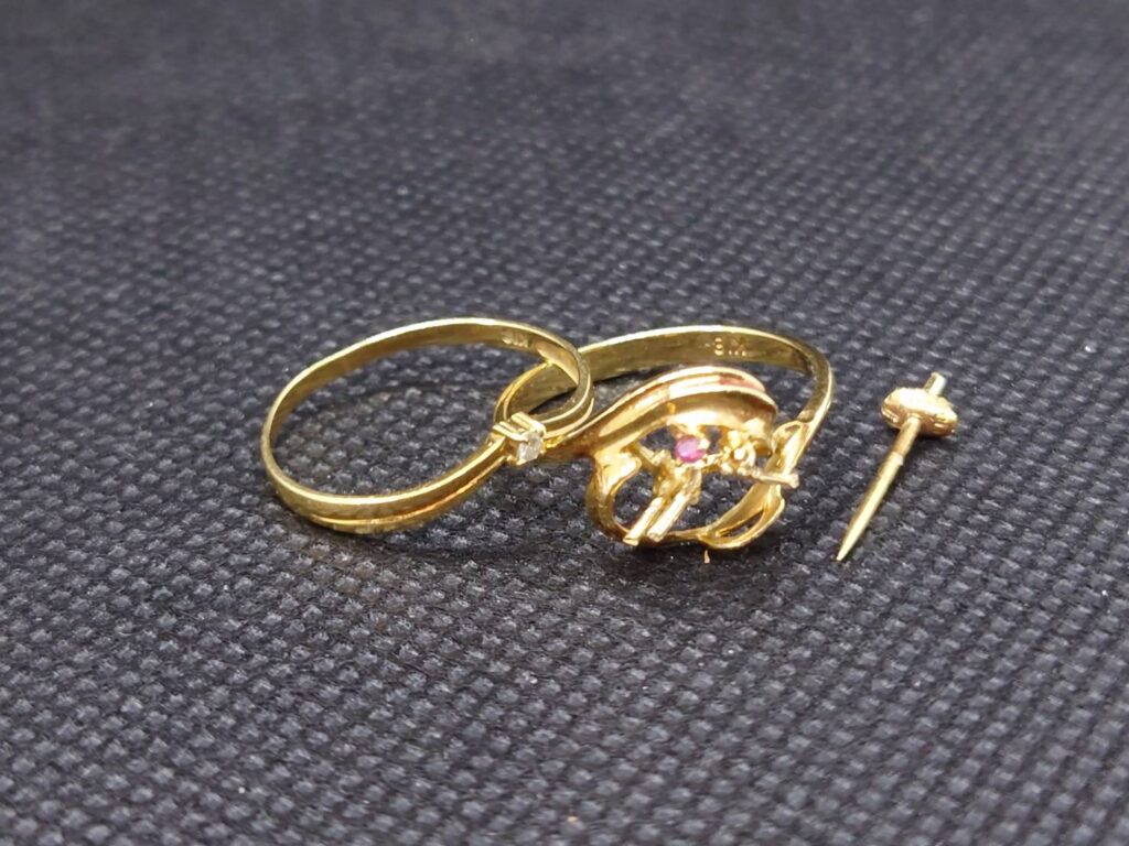 K18リング1.8g/K18ピアス0.7g/K18リング0.1g