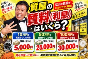 質屋の質料（利息）はいくら？計算方法を松山の質屋が具体例で解説