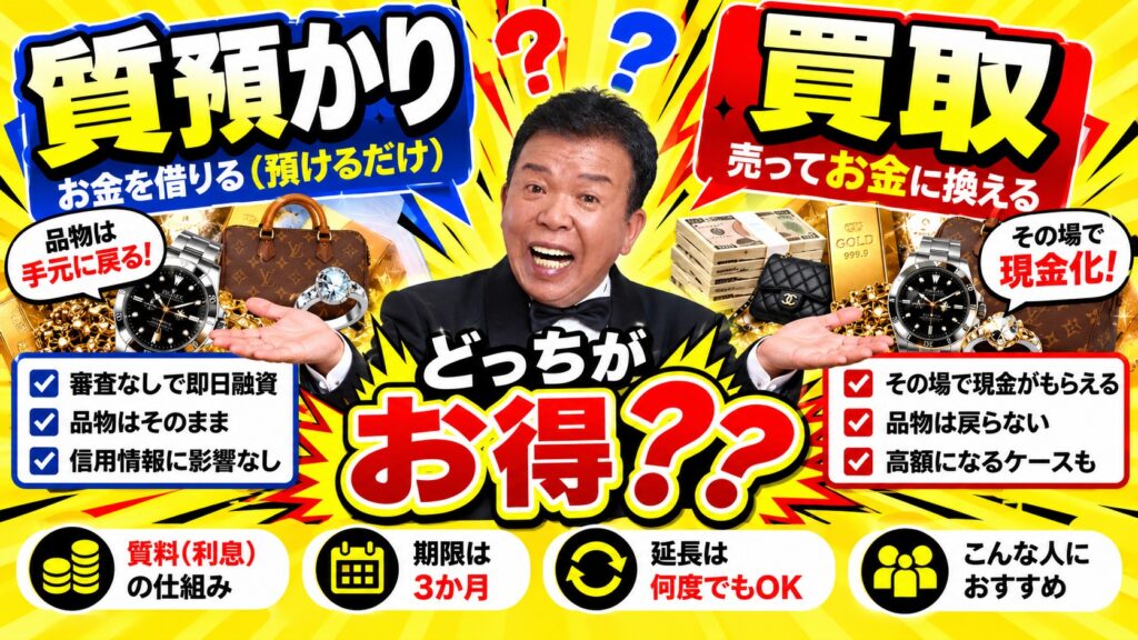 質預かりと買取の違いは？どっちがお得？