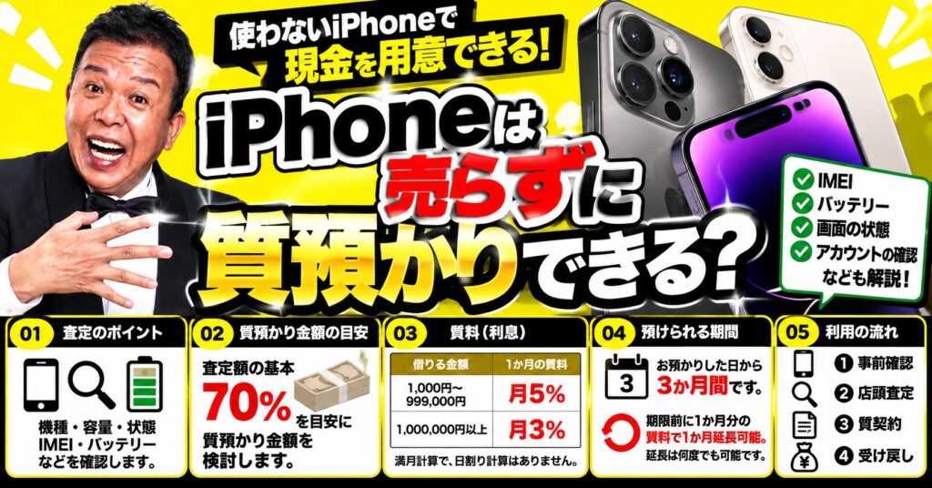 iPhoneは売らずに質預かりできる？査定ポイント